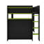 Lit superposé double en bois pleine grandeur avec bureau réglable, garde-robe, tiroirs, tablettes, port de chargement USB et éclairage à DEL RVB-1405056946