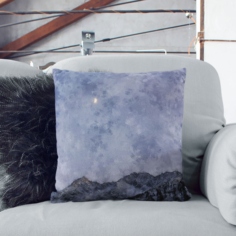 Half a Moon Painting Cushion with Filling, White, 55cm H x 55cm W x 20cm D