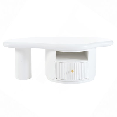 Cloud Coffee Table, Irregular Shape Coffee Table With 1 Dreawer And Shelf For Living Room