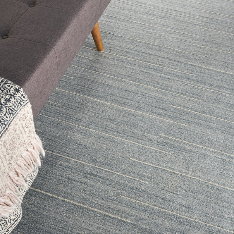 Anerinda Solid Hand Loomed Wool/Cotton Area Rug in Light Blue, Rectangle 8' x 10'
