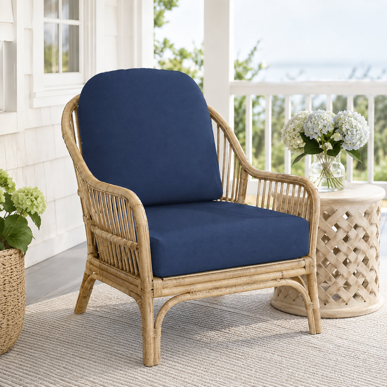 Amala 22" Sunbrella® Seat and Back Cushion, Canvas Navy Sunbrella® Canvas