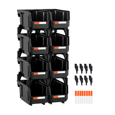Plastic Stackable Storage Bins, 10.9 x 5.5 x 5.1 inch (8 Pack), Plastic Containers for Organizing and Storage Bins for Closet, Garage, Small Parts, Of