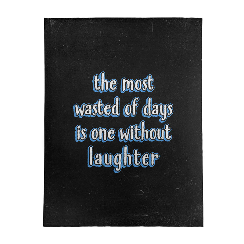 Tapis en chenille de polyester de style tableau noir Quotes Laughter, Rectangle 5 pi x 7 pi