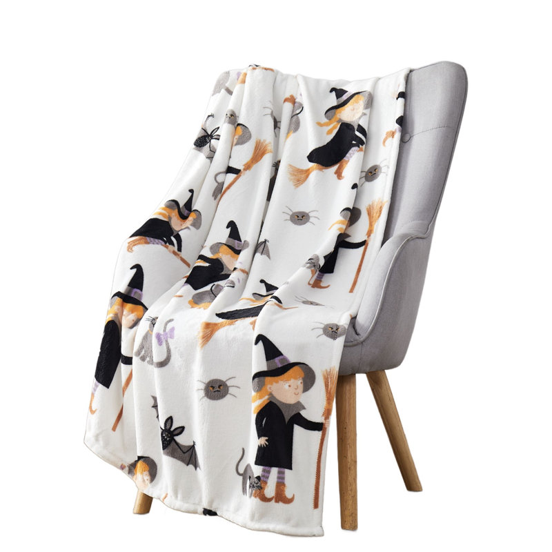 Jeté en flanelle 50 po x 70 po Halloween Witches