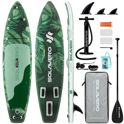 Inflatable Stand Up Paddle Board with Accessories, Wide Stable SUP Yoga Board, Non-Slip Deck, Paddle, Pump, Leash & Carry Bag for Youth & Adults