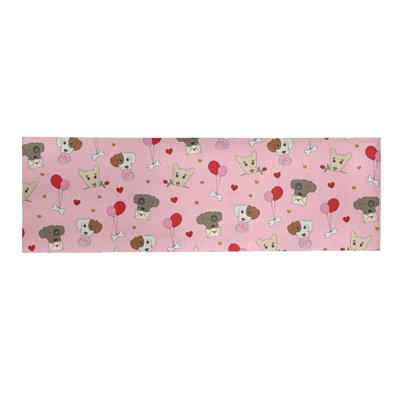 Tapis rose/rouge/gris fait main