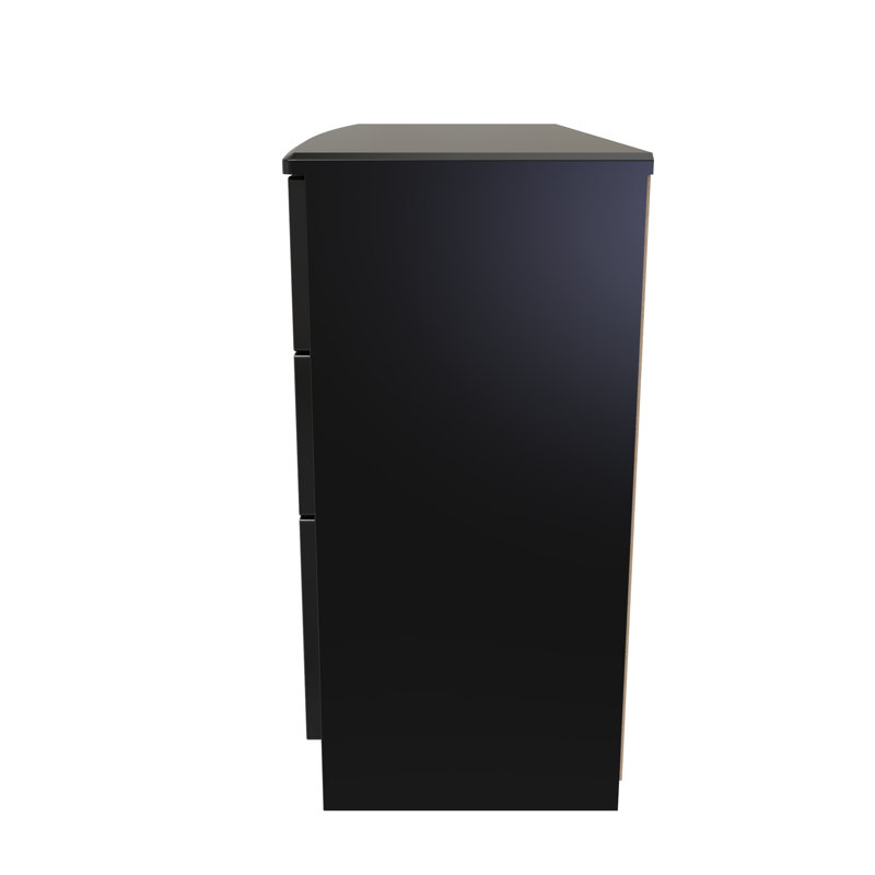 Fully Assembled Leodis 6 - Drawer Chest of Drawers, Black Gloss
