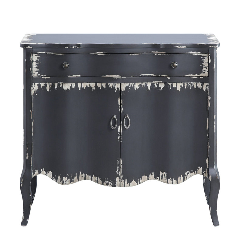 Armoire console Deianira à finition grise antique avec un design élégant et beaucoup de rangement pour les intérieurs modernes