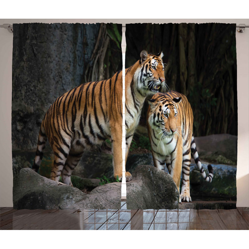 Animal Semi-Sheer Rod Pocket Curtain Panels, 54"W x 84" L