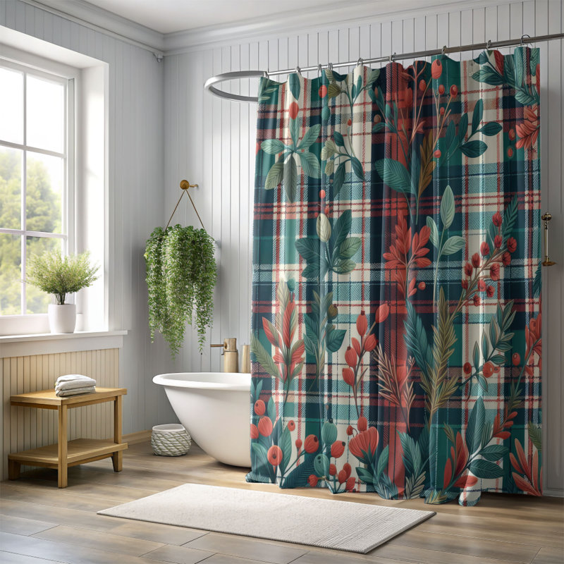 Rideau de douche 1 pièce Cozy Heritage Check, H 74 po x l 40 po