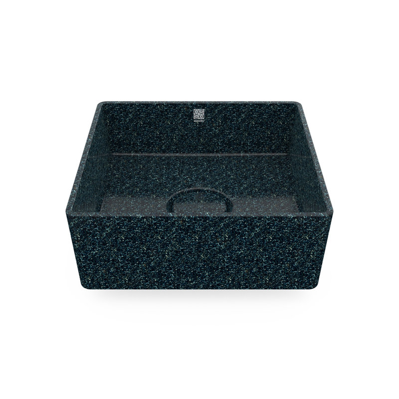 Woodio Cube40 15.748'' Wood Square Bathroom Sink, Arctic