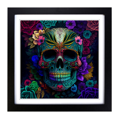 Sugar Skull Colour Field Painting No.1 - Framed Print