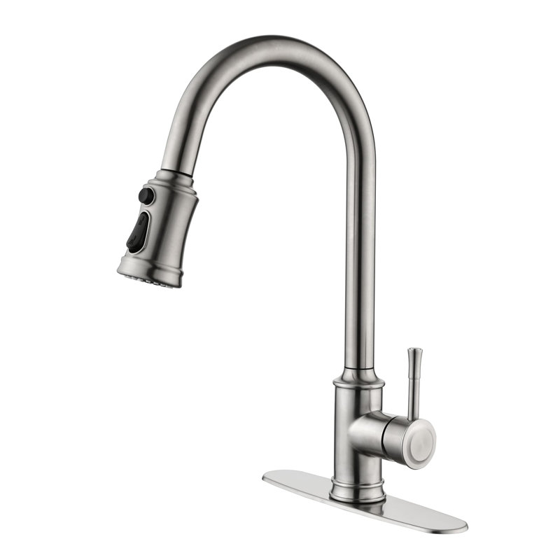 Robinet de cuisine à poignée simple, Nickel brossé