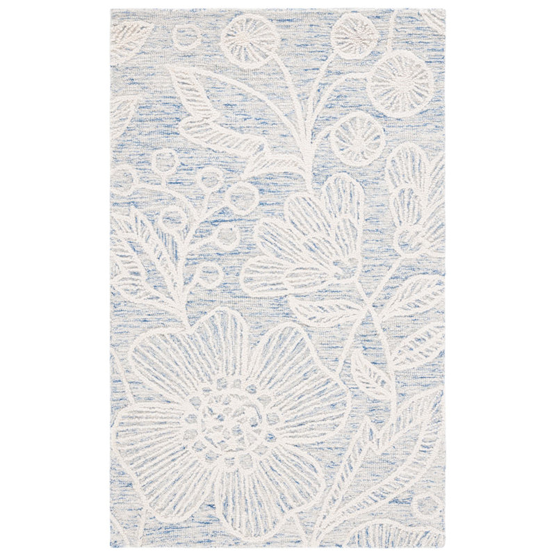 Tapis floral en laine touffeté à la main Jardin, Rectangle 3 pi x 5 pi
