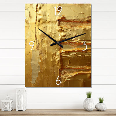 Ancient Opulence Retro Gold Abstract IV - Abstract Painting Wall Clock