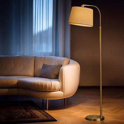 62" Arc Floor Lamp With Remote Control - Modern Gold Reading Light With Dimmable Led Bulb For Living Room, Bedroom, Office