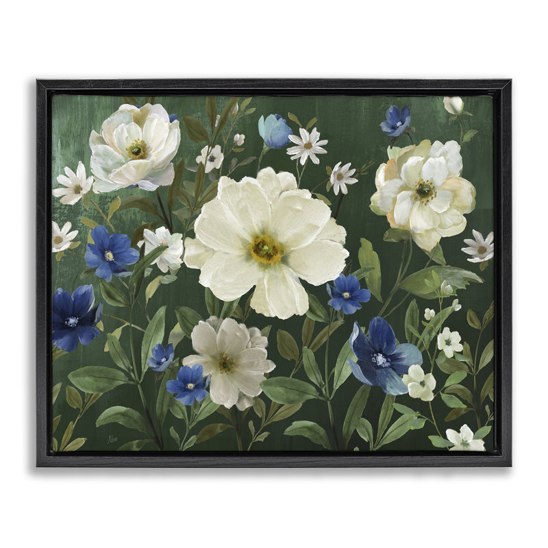 Floraison de fleurs dans la nature, Cadre flottant noir de jais, H 17 po x l 21 po