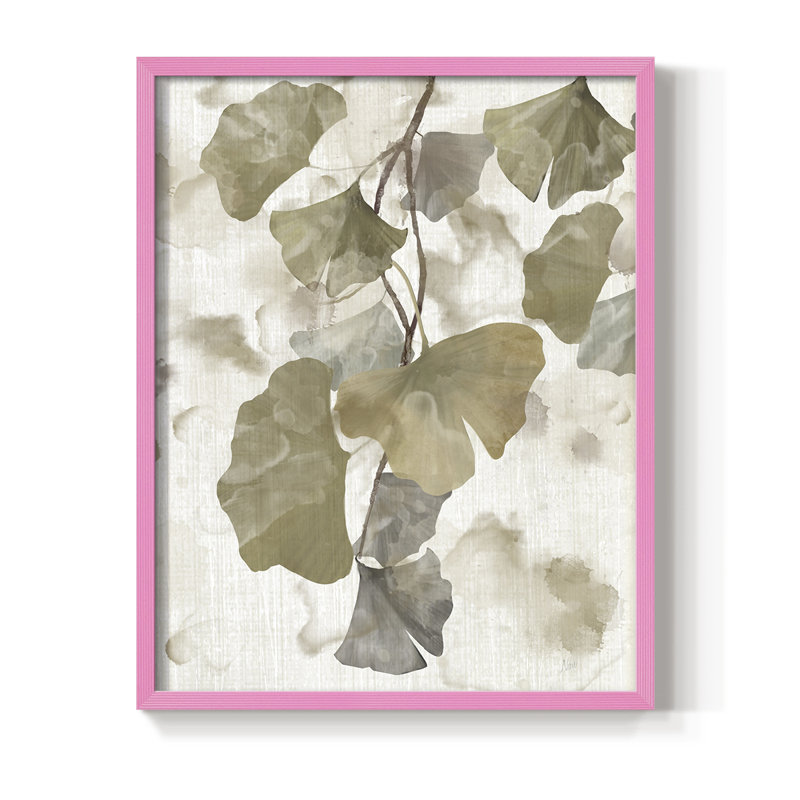 Ginkgo Accent I, reproduction encadrée - bois massif, Rose, H 11 po x l 9 po