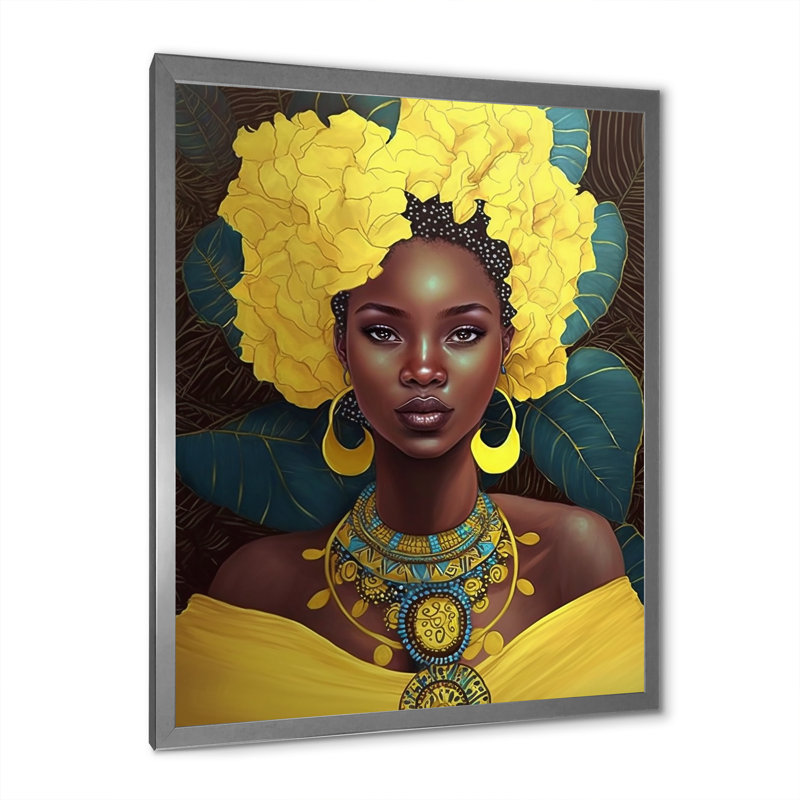 Orisha Oshun, déesse africaine - impression, H 44 po x l 34 po x P 1,5 po, Cadre photo argenté