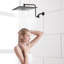 Douche de pluie en acier inoxydable 12 po avec bras d'extension réglable - Finition noir mat