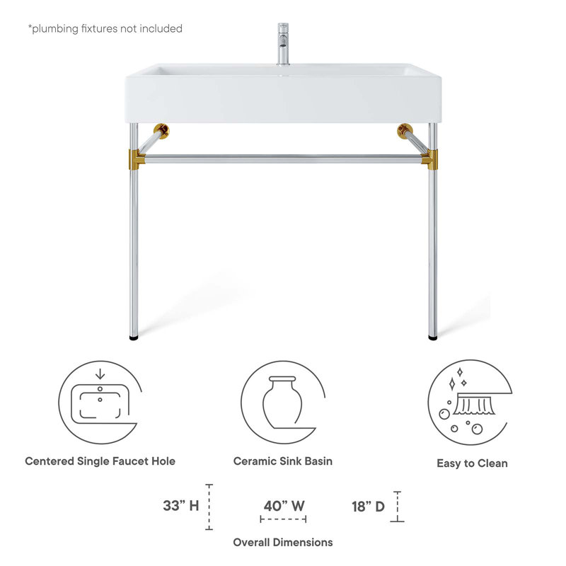 Modway Redeem Acrylic Wall-Mount Bathroom Vanity, Silver