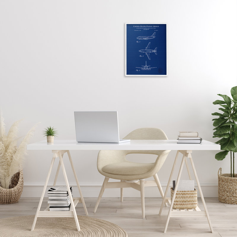 Avion à jet, modèle de giclée encadrée par Karl Hronek, Estampe numérique encadrée blanc bord de mer, H 20 po x l 16 po