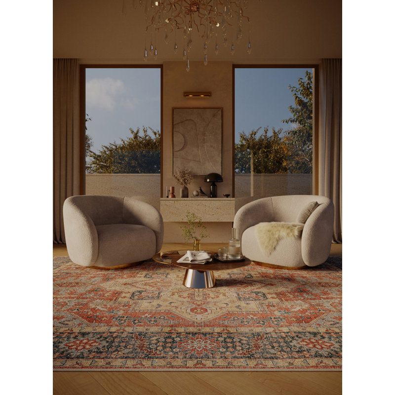 Fitor Hand Loomed Washable Oriental Indoor Rug, Square 8'