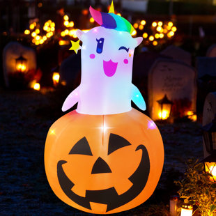 Licorne gonflable en citrouille