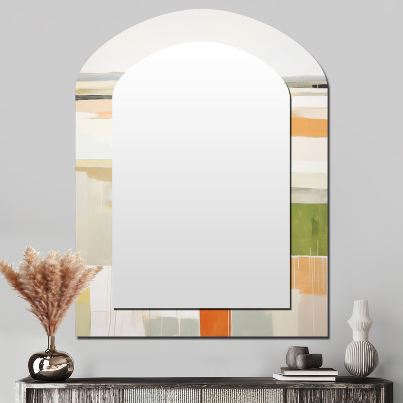 Meadow Modern Geometric Fields - Miroir mural décoratif asymétrique Meadow, 43 po x 33 po