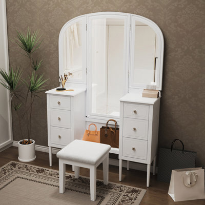 Meuble-lavabo antique avec miroir triple