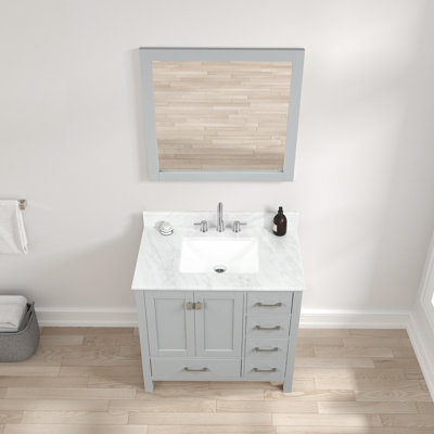 Meuble-lavabo simple Deaundria avec plateau en marbre de Carrare