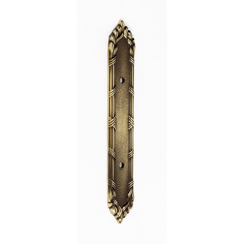 Ribbon And Reed Brass Back Plate, Polished Antique