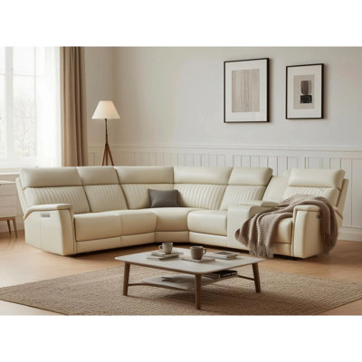 One Genuine Leather Reclining Sectional Power Recline Sofa by Latitude Run