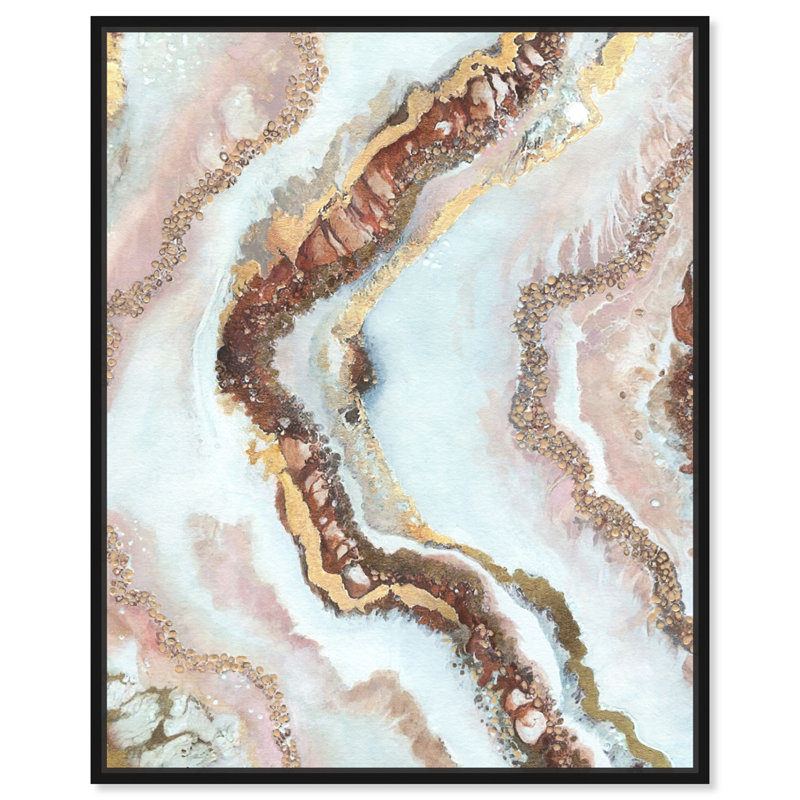Geodes "Blush Geode" par Art Remedy sur, Encadrement doré, H 31 po x l 25 po