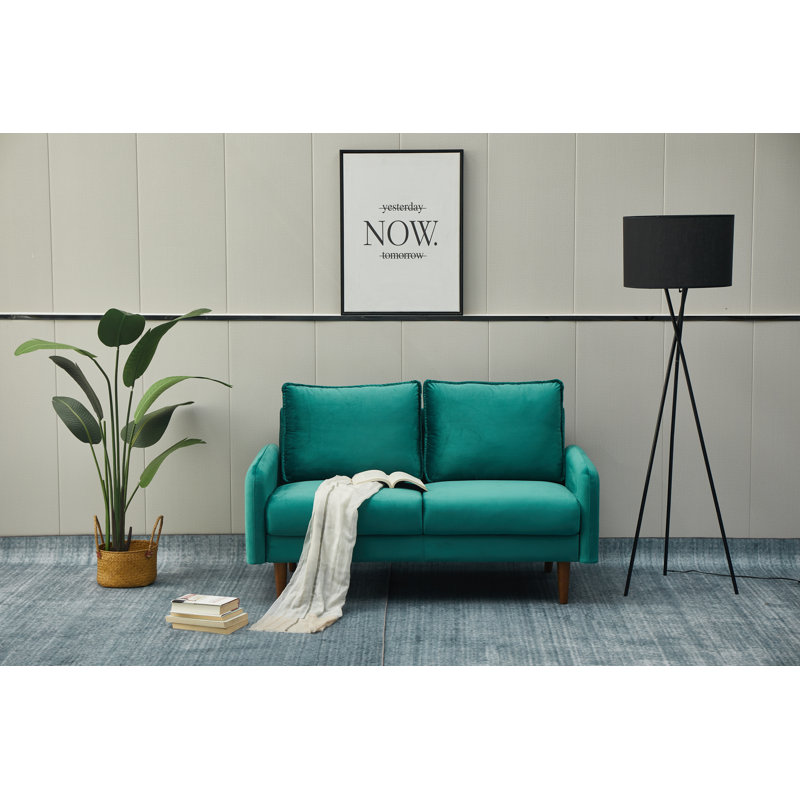 Emteas 57.3'' Velvet Loveseat, Green Velvet
