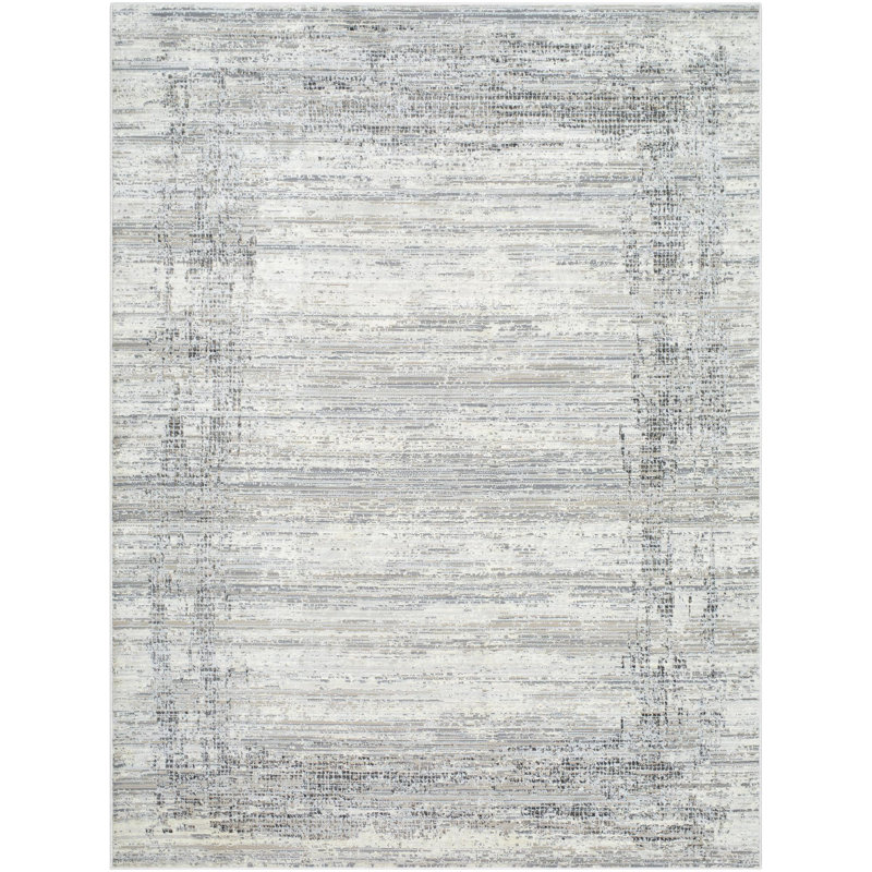 Rectangle tissé à la machine Siljan P.E.T. Tapis crème / gris clair, Rectangle 5 pi 3 po x 7 pi