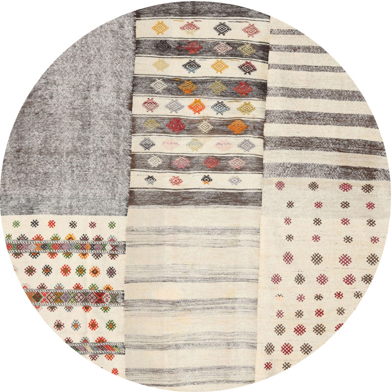 Tapis ivoire / gris clair Oli, Rond 8 pi