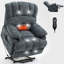 Fauteuil inclinable électrique à haut dossier en chenille avec massage par vibration 8 points et chauffage lombaire-136556617