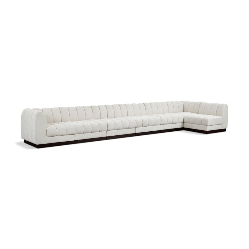 Canapé modulaire rembourré 7 pièces Quinn, Tissu chenille crème
