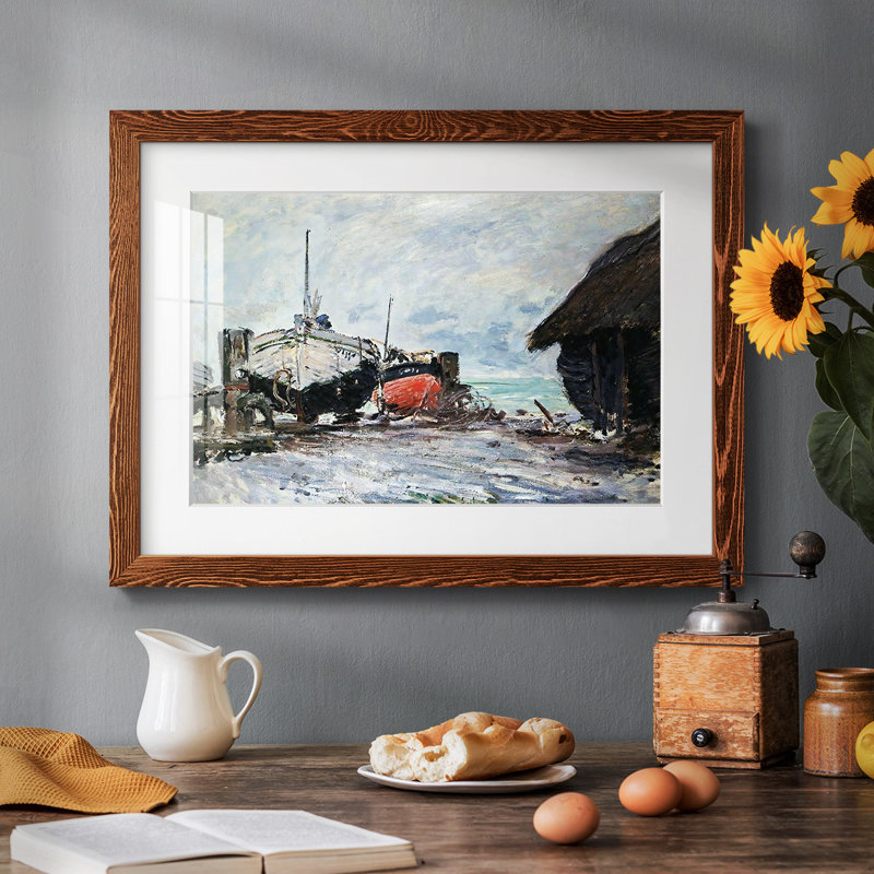 Fishing Boats At Etretat, 1873, Érable, H 14 po x l 20 po x P 1,5 po
