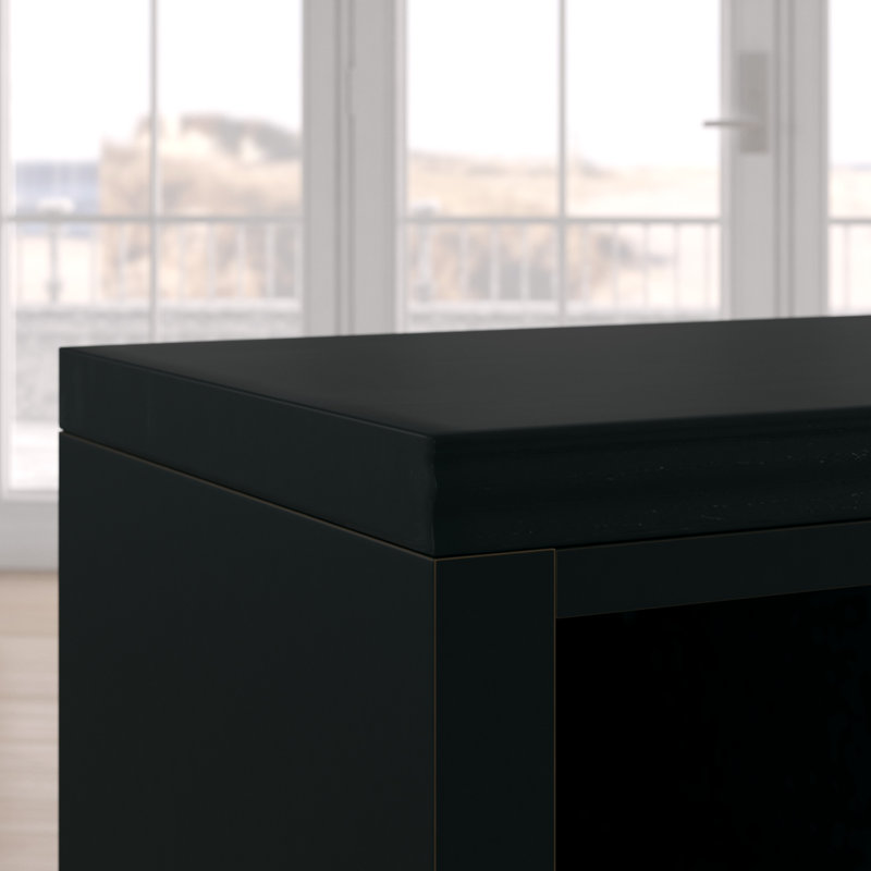 Aowyn Unfinished TV Stand for TVs up to 50", Black, Glass