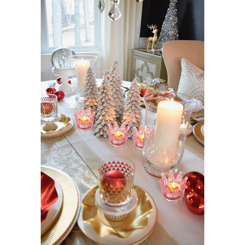 Ensemble de 6 bougeoirs en verre Votive, Rose