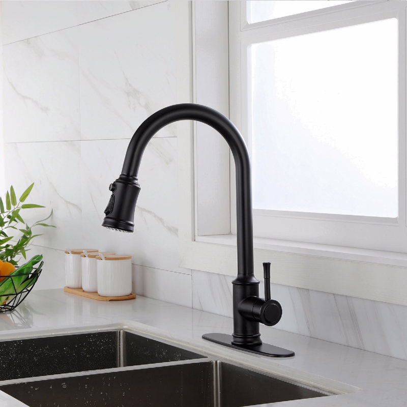 Robinet de cuisine tactile avec douchette extractible, Noir mat