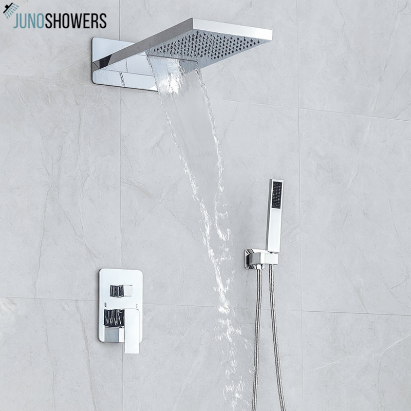 Tête de douche à pluie murale en laiton chromé Juno