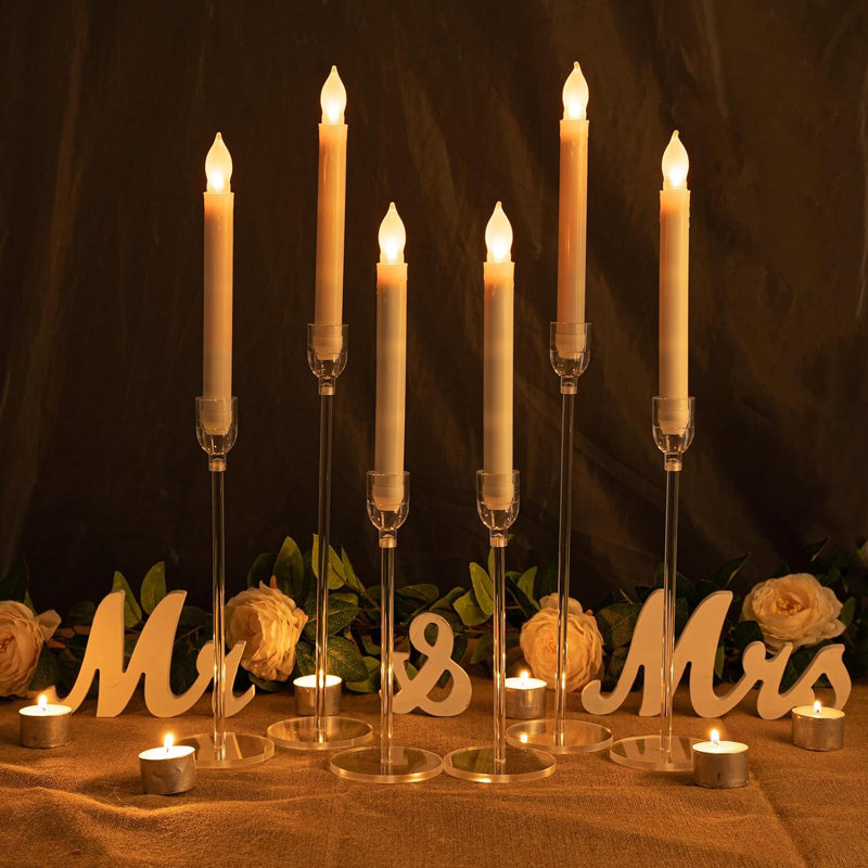 Ensemble de 18 porte-bougies en acrylique pour décoration de table de mariage