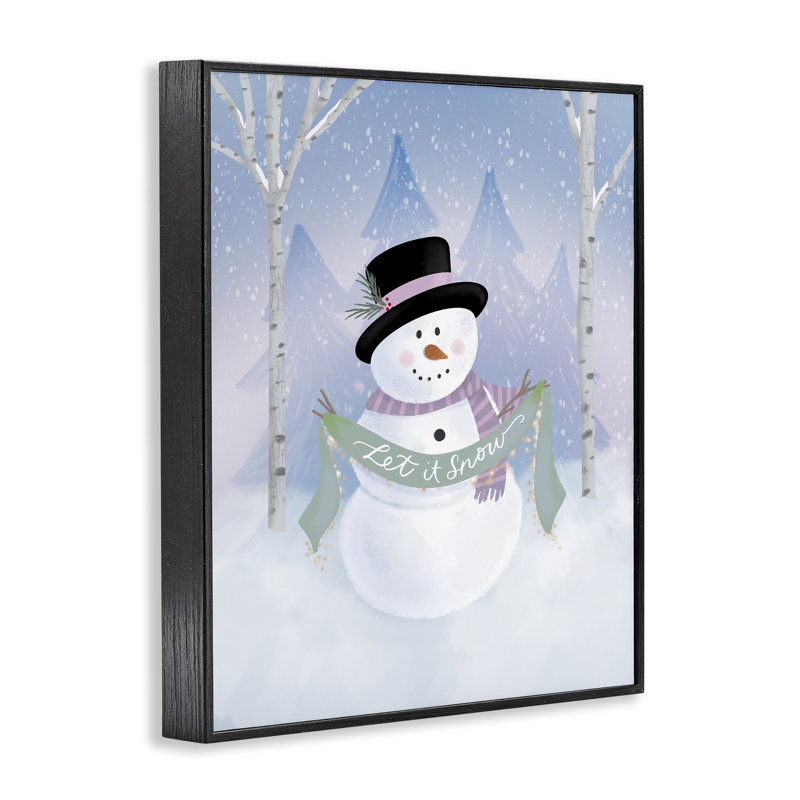 «Let It Snow Soft Snowman», estampe numérique, design par Sandra Picco, H 14 po x l 11 po, Giclée encadrée noir minuit