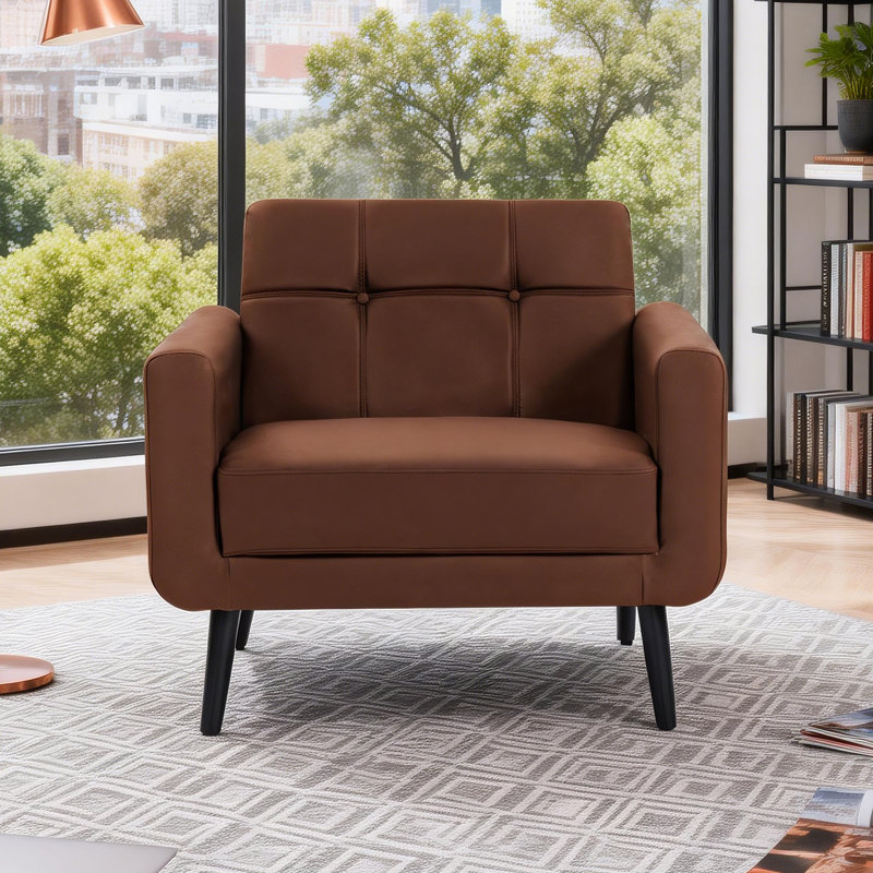 Faux Leather Accent Chair, Brown