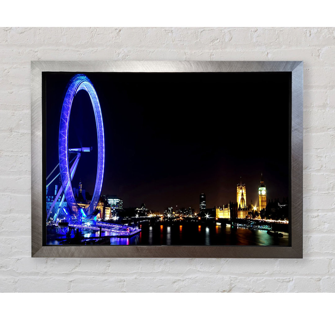 Gerahmtes Leinwandbild London Eye Blue Uk Framed Print