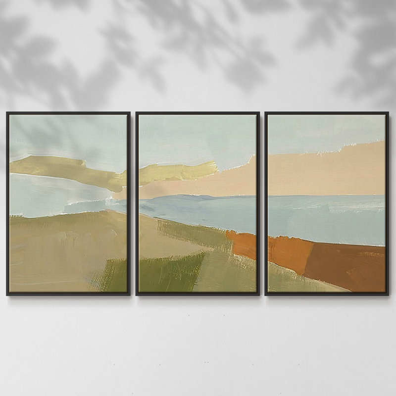 Stacked Landscape III, reproduction encadrée sur toile 3 pièces, Noir, H 24 po x l 48 po x P 2 po