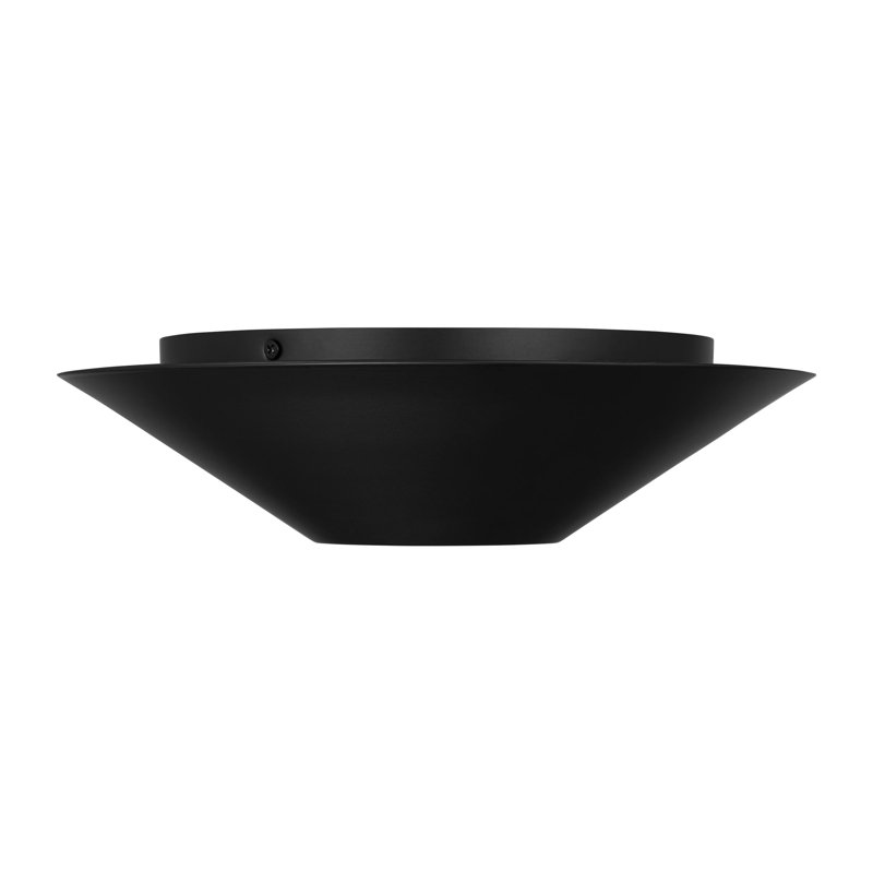 Sandblast Inside/clear Outside Glass Shade LED Flush Mount, Midnight Black, 3.375" H x 12.5" W x 12.5" D